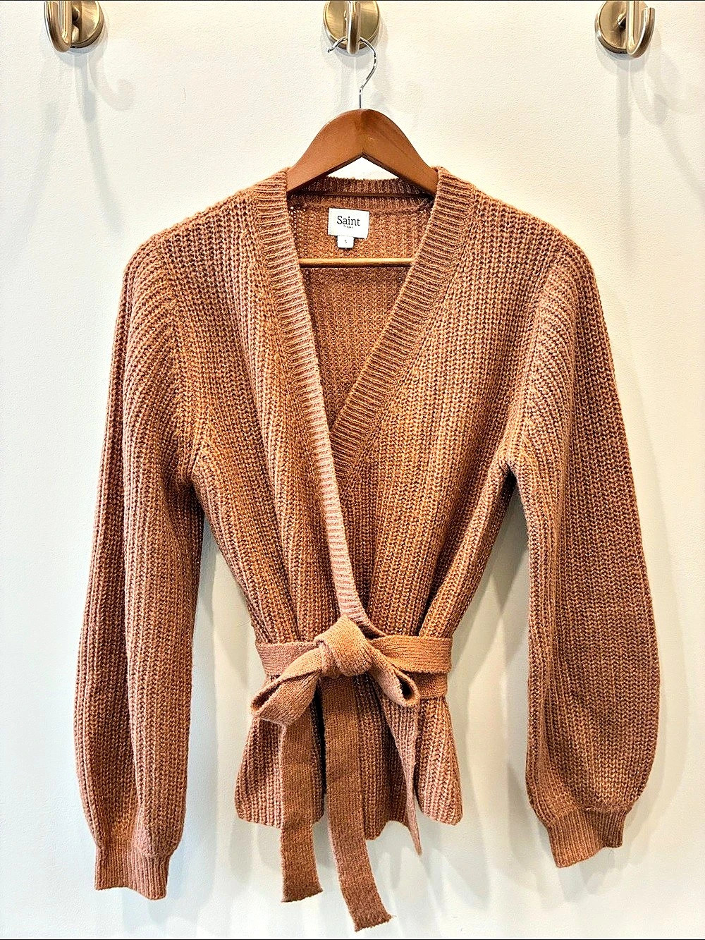 Saint Tropez Sparkly Copper Brown Wrap Cardigan / Size Small